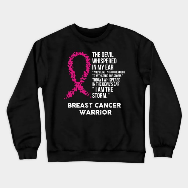 The Devil- Breast cancer Awareness Support Ribbon Crewneck Sweatshirt by HomerNewbergereq